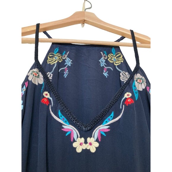 Calypso St. Barth Rodru Floral Embroidered Maxi Silk Dress Handkerchief Hem XL - Picture 5 of 15